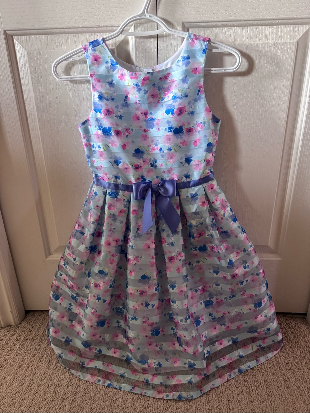 Jona Michelle Floral Satin Bow Girls' Dress - Size 10